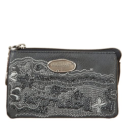 VIALESCARPE - Kimmidoll® Geldbörse, Kunstleder bestickt mit Perlen - drei große und zwei kleinere Fächer - Geschlossen mit Reißverschluss Damen - Blau - UNI von VIALESCARPE