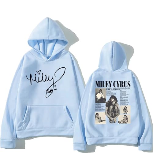 Viaopo Hoodies Miley Musikalbum Cyrus Print Pullover Locker Geschnittene Langarm Kapuzenpullover Für Herren Und Damen Im Y2K Hip Hop Stil Mit Print XS-3XL-Aqua Blue||l von Viaopo