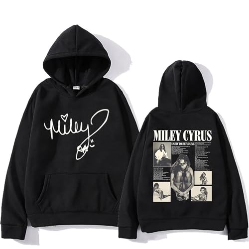 Viaopo Hoodies Miley Musikalbum Cyrus Print Pullover Locker Geschnittene Langarm Kapuzenpullover Für Herren Und Damen Im Y2K Hip Hop Stil Mit Print XS-3XL-Black||3X_l von Viaopo
