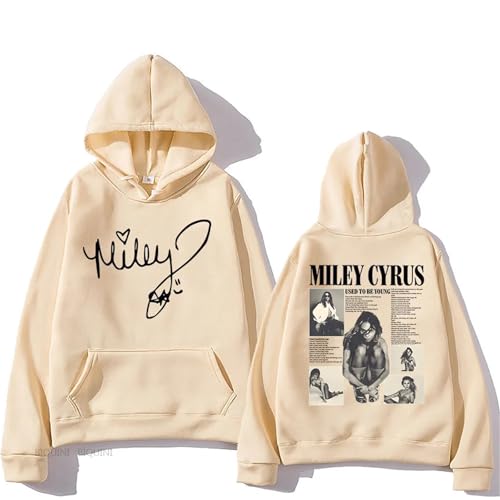 Viaopo Hoodies Miley Musikalbum Cyrus Print Pullover Locker Geschnittene Langarm Kapuzenpullover Für Herren Und Damen Im Y2K Hip Hop Stil Mit Print XS-3XL-Khaki||m von Viaopo