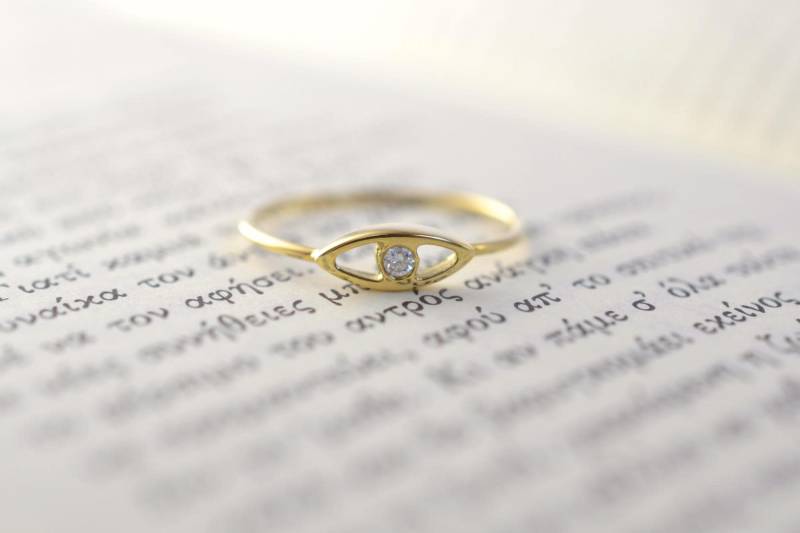 Böses Auge Goldring Massiv 18K Schutz Zarter Stein Ring Pave Massivgoldring Gold Alltagsring Midi Geschenk Böses Auge Goldring Massiv 18K Schutz Zarter Stein Ring Pave Massivgoldring Gold Alltagsring Midi Geschenk von ViazisJewelry
