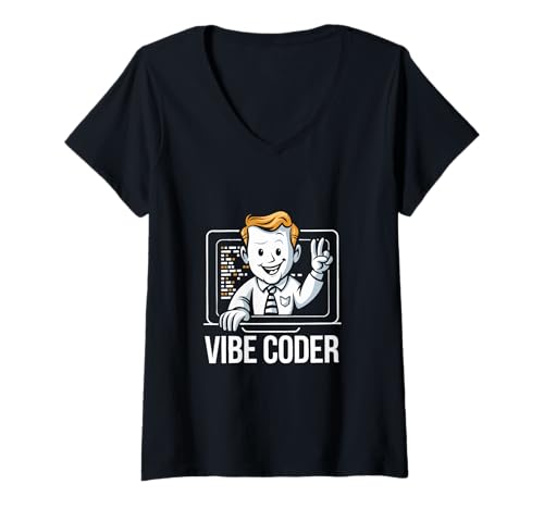 Damen Vibe Coder Retro 1950er Programmierer Laptop Coding Aesthetic T-Shirt mit V-Ausschnitt Damen Vibe Coder Retro 1950er Programmierer Laptop Coding Aesthetic T-Shirt mit V-Ausschnitt von Vibe Coder Retro 1950s Programmer Laptop
