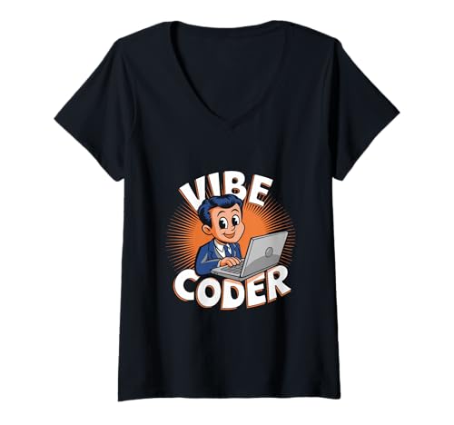 Damen Vibe Coder Retro 1950er Programmierer Laptop Coding Aesthetic T-Shirt mit V-Ausschnitt Damen Vibe Coder Retro 1950er Programmierer Laptop Coding Aesthetic T-Shirt mit V-Ausschnitt von Vibe Coder Retro 1950s Programmer Laptop