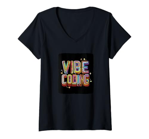 Damen Nice Vibe Codierung in hübschen Farben T-Shirt mit V-Ausschnitt von Vibe Coding Outfit