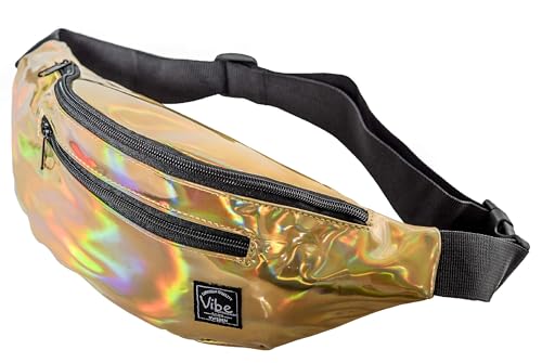 Vibe Bauchtasche Gürteltasche für Damen, Herren & Kinder (Gold) - Fanny Pack Tasche, Hüfttasche, Handytasche für Festival, Party, Rave, Sport, Outdoor, Fitness, Fahrrad, Joggen von Vibe Festival Gear