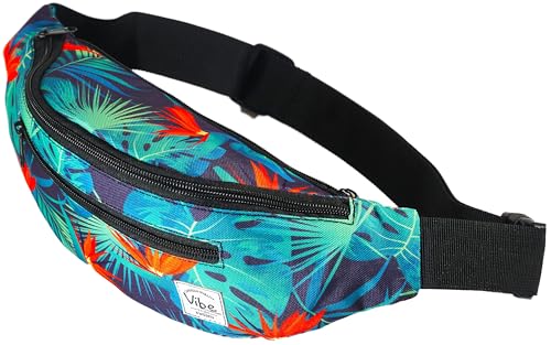 Vibe Bauchtasche Gürteltasche für Damen, Herren & Kinder (Hawaii Tropical) - Fanny Pack Tasche, Hüfttasche, Handytasche für Festival, Party, Rave, Sport, Outdoor, Fitness, Fahrrad, Joggen von Vibe Festival Gear