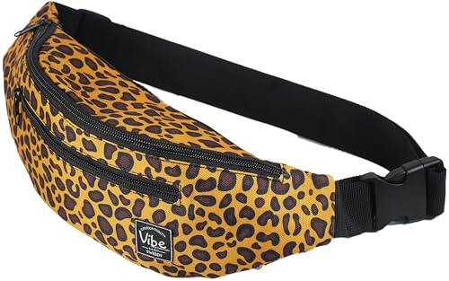 Vibe Bauchtasche Gürteltasche für Damen, Herren & Kinder (Leopard) - Leo Fanny Pack Tasche, Hüfttasche, Handytasche für Festival, Party, Rave, Sport, Outdoor, Fitness, Fahrrad, Joggen von Vibe Festival Gear