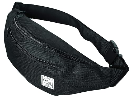 Vibe Bauchtasche Gürteltasche für Damen, Herren & Kinder (schwarz) - Fanny Pack Tasche, Hüfttasche, Handytasche für Festival, Party, Rave, Sport, Outdoor, Fitness, Fahrrad, Joggen von Vibe Festival Gear