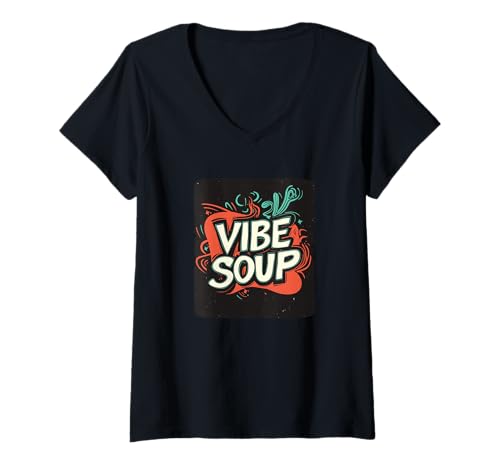 Damen Pretty Vibe Suppe T-Shirt mit V-Ausschnitt Damen Pretty Vibe Suppe T-Shirt mit V-Ausschnitt von Vibe Soup Outfit