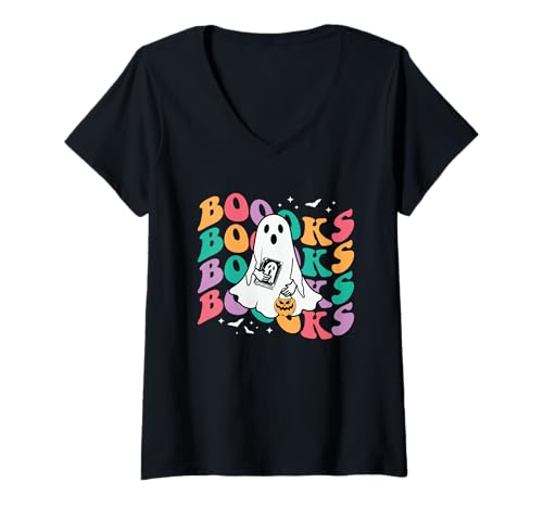 Damen Gruseliges Lehrer-Halloween-Kostüm für Buchliebhaber T-Shirt mit V-Ausschnitt Damen Gruseliges Lehrer-Halloween-Kostüm für Buchliebhaber T-Shirt mit V-Ausschnitt von Vibes Apparel Halloween Teacher Costume Co.
