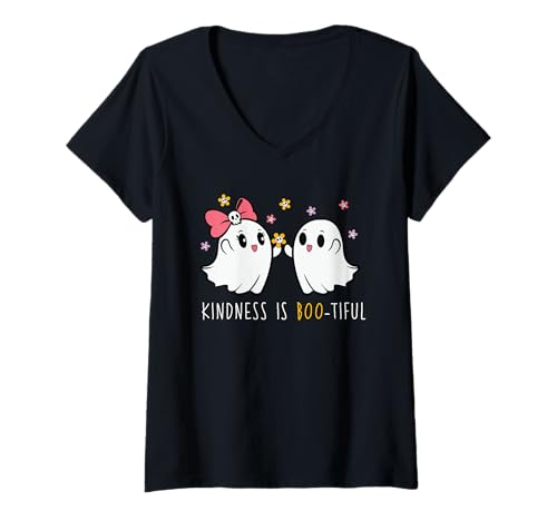 Damen Süße Halloween-Lehrerin, Freundlichkeit ist wunderbar T-Shirt mit V-Ausschnitt von Vibes Apparel Halloween Teacher Costume Co.