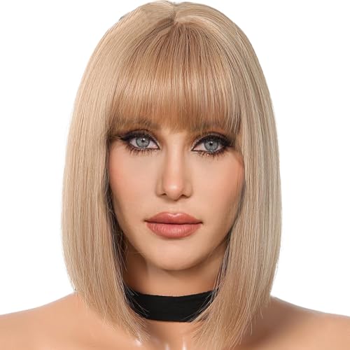 Bob-Perücke – Synthetische Bob-Perücke, hitzebeständiges Kunsthaar, natürlich aussehende Bob-Perücke, hitzebeständig, natürlich aussehend, für Frauen Bob-Perücke – Synthetische Bob-Perücke, hitzebeständiges Kunsthaar, natürlich aussehende Bob-Perücke, hitzebeständig, natürlich aussehend, für Frauen von Vibhgtf