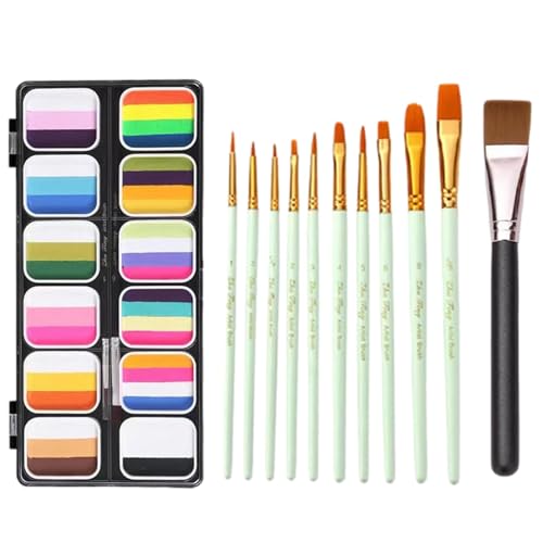 Palette für Gesichtsbemalung: Set für Gesichts- und Körperbemalung in 12 Farben, professionelle waschbare Körperfarbenpalette, Gesichtsbemalungsset für Männer von Vibhgtf
