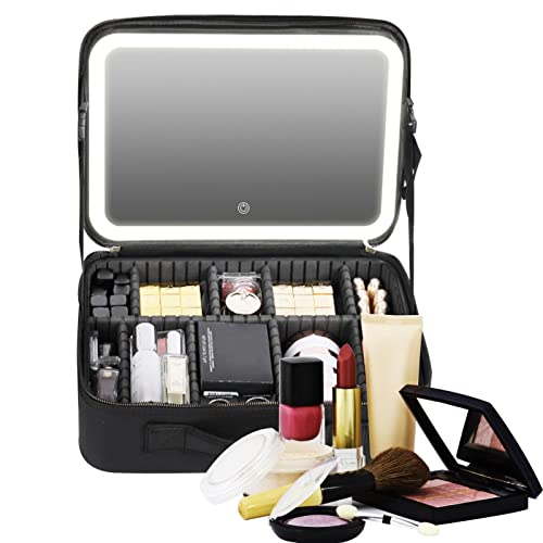 Tragbare Kulturtasche – Make-up-Taschen-Organizer, Make-up-Tasche | Make-up-Aufbewahrungskoffer mit Trennwänden, große Mehrzweck-Kosmetiktasche für die Reise von Vibhgtf
