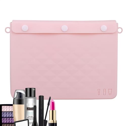 wasserdichte Make-up-Tasche, Reise-Kosmetiktasche | wasserdichte Duschtasche mit großem Fassungsvermögen | Make-up-Organizer, Silikon-Aufbewahrungs-Reisetasche mit Knöpfen für Shampoo von Vibhgtf