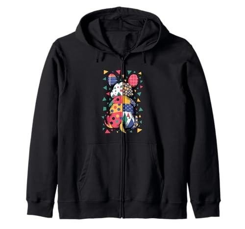 Buntes geometrisches Tier-Patch Kapuzenjacke Buntes geometrisches Tier-Patch Kapuzenjacke von Vibrant Abstract Patchwork Patterns