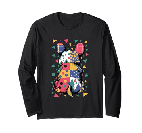 Buntes geometrisches Tier-Patch Langarmshirt Buntes geometrisches Tier-Patch Langarmshirt von Vibrant Abstract Patchwork Patterns