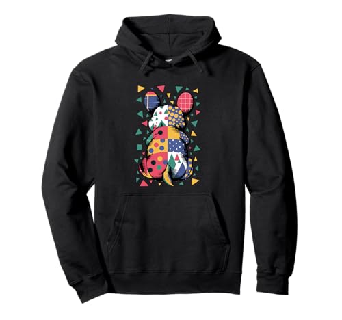 Buntes geometrisches Tier-Patch Pullover Hoodie Buntes geometrisches Tier-Patch Pullover Hoodie von Vibrant Abstract Patchwork Patterns