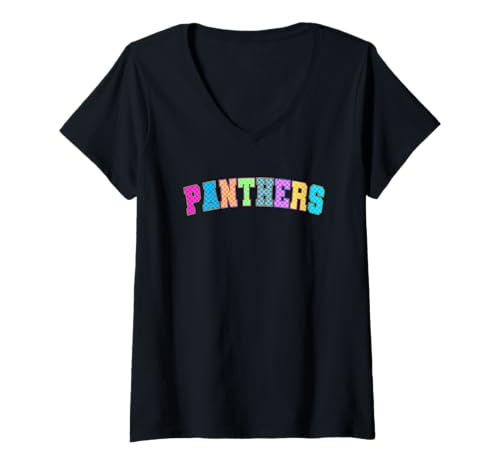 Damen Feier zum farbenfrohen Stolz der Panthers T-Shirt mit V-Ausschnitt Damen Feier zum farbenfrohen Stolz der Panthers T-Shirt mit V-Ausschnitt von Vibrant Panthers Rainbow Pride