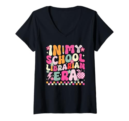 Damen Lustiger und farbenfroher Schulanfang T-Shirt mit V-Ausschnitt Damen Lustiger und farbenfroher Schulanfang T-Shirt mit V-Ausschnitt von Vibrant Styles