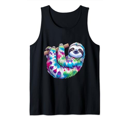 Herren Batik-Faultier – buntes Hippie-Zen-Art-Design Tank Top von Vibrant Zen Sloth Creation