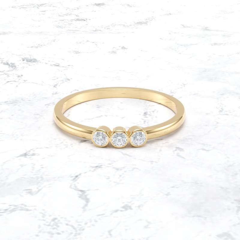 3 Stein Diamant Ring/Ehering Einfacher Lünette Mit Steinen von VibrantStone