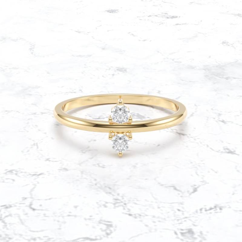 Doppel Diamant Krappen Set Ring/2 Stein Off Ehering Echt Gold Band von VibrantStone