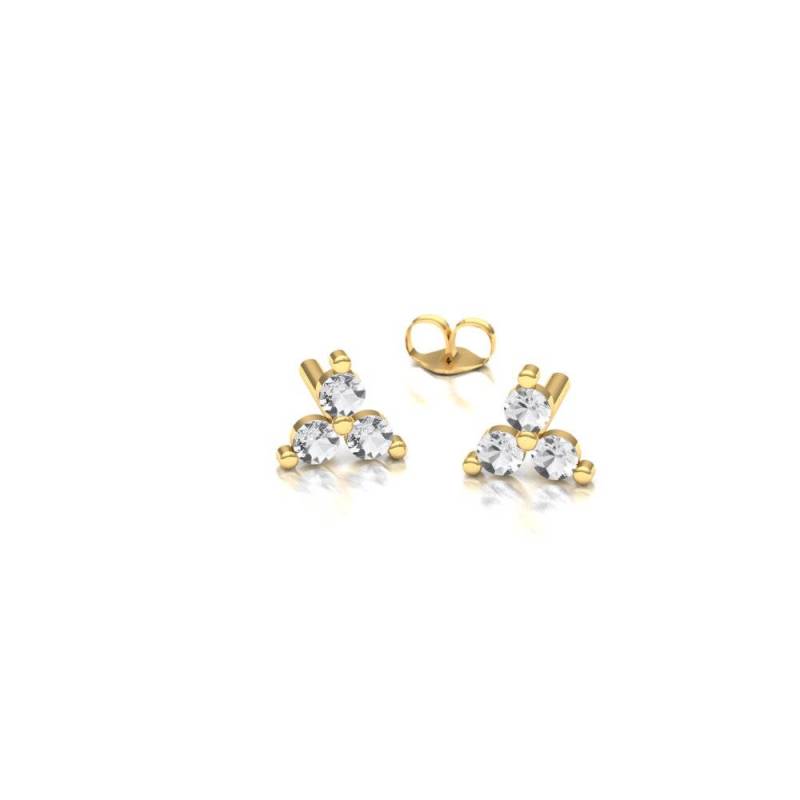 Dreieck-Diamant-Ohrring/14K Gold Shared Zinke Ohrring Set Diamant-Ohrring von VibrantStone