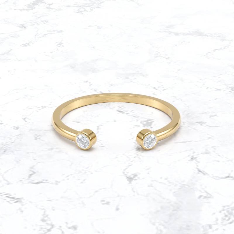 Offener Diamant Ring/Moderner Echt Gold Ehering Lünette Gesetzt Band von VibrantStone