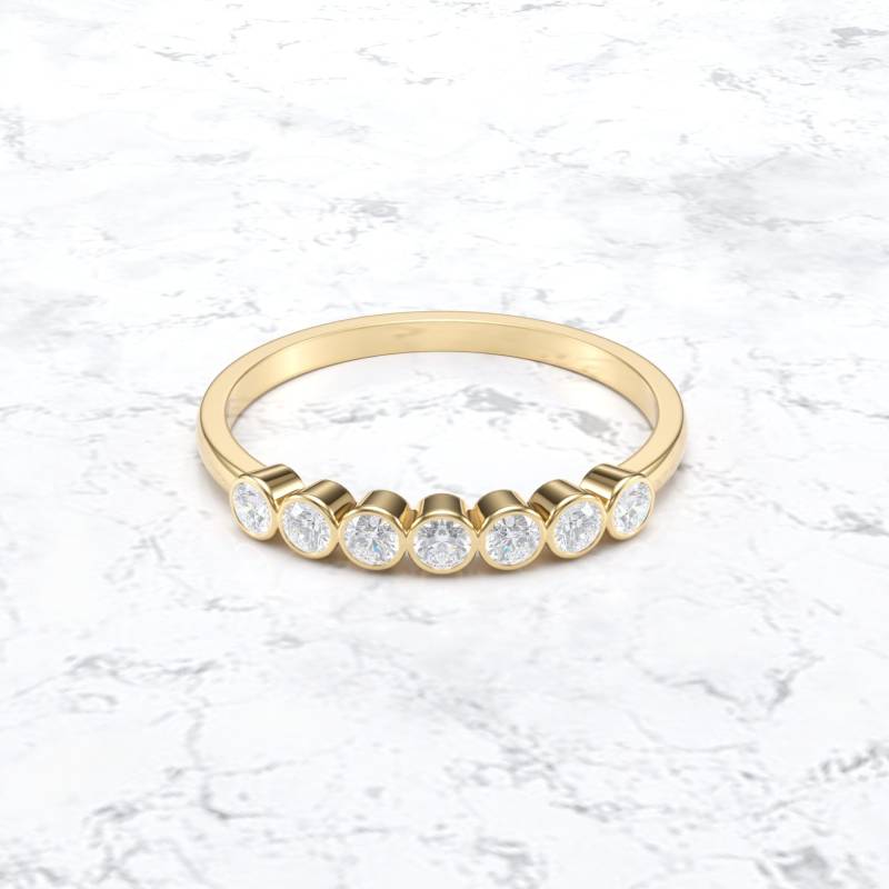 Sieben-stein-Diamant-Ring/Diamant-Hochzeits-Band Lünette Runder Brillanter Diamant-Ring Diamant-Jubiläumsring 14K Gold-Diamant-Ring von VibrantStone