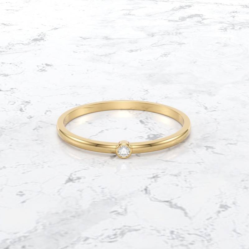 Single Diamond Bezel Ring/stone Ehering Echtgold Diamant Set Band von VibrantStone