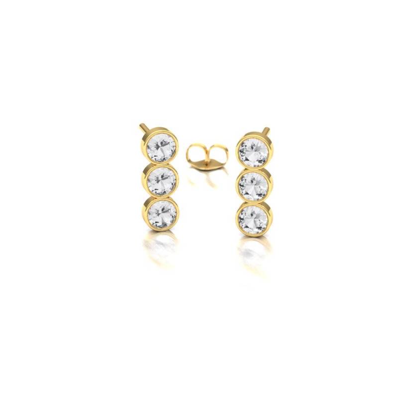 Trio-Diamant-Ohrring/Lünette Diamant-Ohrringe Braut Ohrring 14 K Gold Diamant-Ohrring Ohrringe Hübsche von VibrantStone