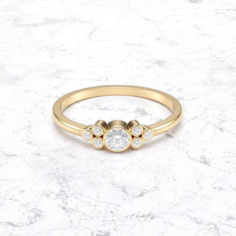 Zierlicher Diamant Ring/Lünette Echt Gold Ehering Set Band von VibrantStone
