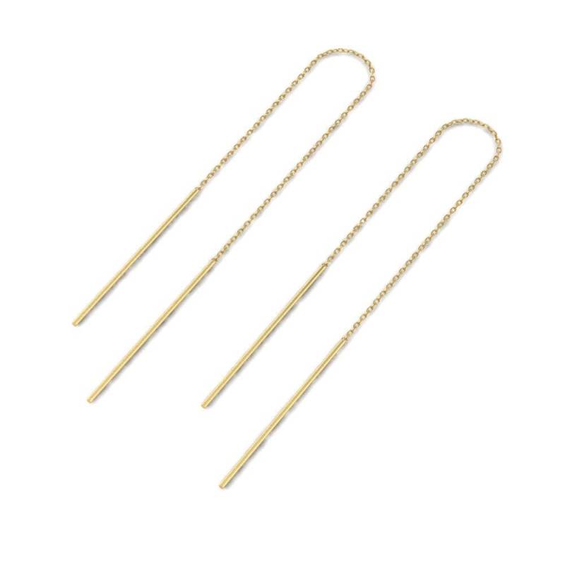 Zwei Goldbarren-Kettengliederohrring/Doppelter Goldbarrenohrring Paar Goldene Ohrringe von VibrantStone