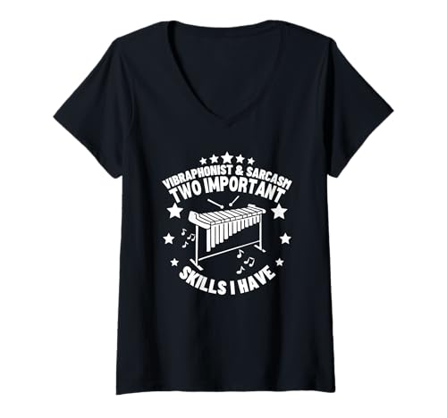 Damen Vibraphonist und Sarcasm Lustiger Vibraphonspieler T-Shirt mit V-Ausschnitt von Vibraphone Gifts for Vibraphonist And Funny Vibist