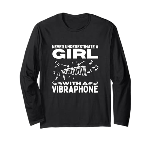 Vibraphonist Unterschätze niemals ein Mädchen mit einem Vibraphon Langarmshirt von Vibraphone Gifts for Vibraphonist And Funny Vibist