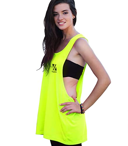 Vibrha Tanktop Damen Sport - Oversized für Tanz Yoga Workout Bodybuilding/sportkleidung Frauen, neon Shirt Damen, Sport Kleidung Frauen/discokugel kostüm, Women Disco top von Vibrha