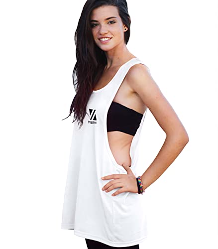 Vibrha Tanktop Damen Sport - Oversized für Tanz Yoga Workout Bodybuilding/sportkleidung Frauen, neon Shirt Damen, Sport Kleidung Frauen/discokugel kostüm, Women Disco top von Vibrha