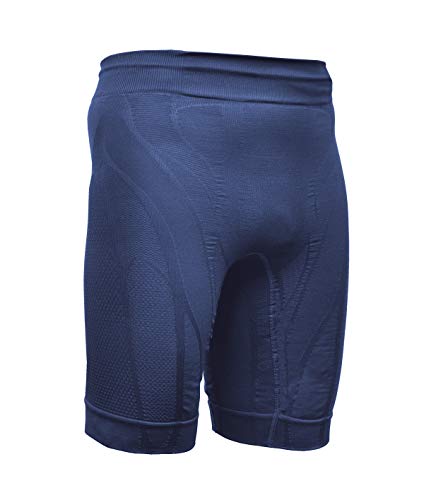 VibroShield Kompressionshose Herren kurz, Kompression Shorts, Compression Shorts, compressionsshorts mit 18 Stoffstrukturen, 2-lagiges Funktionsgewebe, Kordel (blau, L) von VibroShield by MSH sports