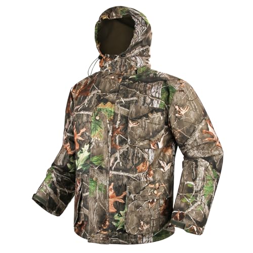 VicBre Herren Tarnung Jagdjacke Softshelljacken mit abnehmbarer Kapuze, Warm Winddicht Mantel Wanderjacke Skijacke XXL von VicBre
