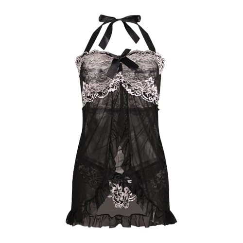 GIVTULIP Sexy Damen Babydoll Kostüm Kleider Spitze Neckholder Reizwäsche Dessous Negligee Kleid Vorne Offen Erotic Chemise Lingerie Nachtwäsche Kurz Robe Sleepwear Nachtkleid mit G-String GIVTULIP Sexy Damen Babydoll Kostüm Kleider Spitze Neckholder Reizwäsche Dessous Negligee Kleid Vorne Offen Erotic Chemise Lingerie Nachtwäsche Kurz Robe Sleepwear Nachtkleid mit G-String von VicSec