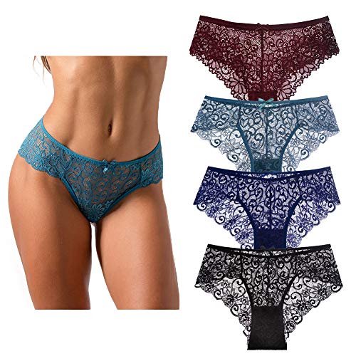 Pack Sexy Slips für Damen, Hot G-String aus Spitze, durchscheinend, nahtlos, niedrige Taille, erotische Unterwäsche, geheimnisvolle Tanga, elastisch und atmungsaktiv, 4 Pack, M von VicSec