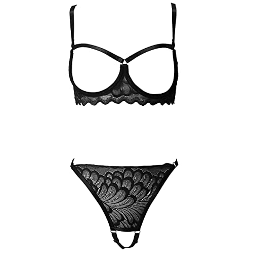 VicSec Damen Dessous Set 2-Teil Bügel-BH + String Tanga Unterwäsche Frauen Flirty Lingerie Sexy Babydoll Dessous Spitze BH und Slip Heißen Sexy Reizwäsche Push up Set S-XL von VicSec