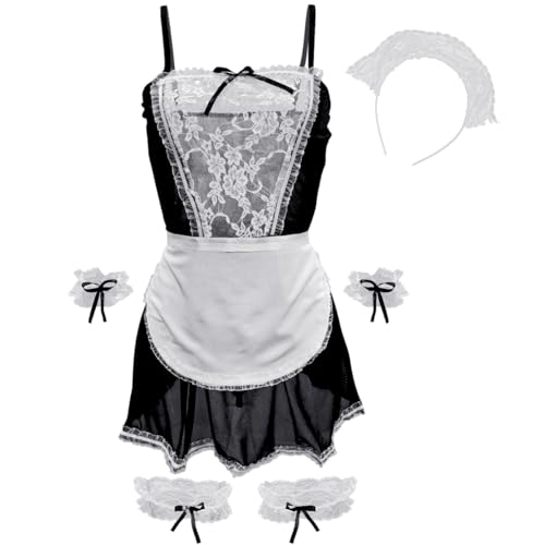 VicSec Damen Nachtwäsche Set Schulmädchen Dessous Reizwäsche mit Karierte Minirock Faltenrock Lingerie für Cosplay Party von VicSec