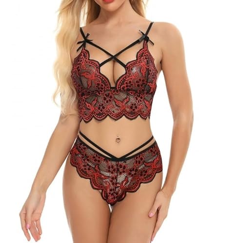 VicSec Dessous Damen-Sets Damen-BH-Sets Spitzen-BH und High Waist Panties Straps-Dessous-Sets Erotische Dessous Pyjamas Sexy Dessous Erotische Dessous Straps-Dessous V-Neck Dessous-Sets S-2XL von VicSec