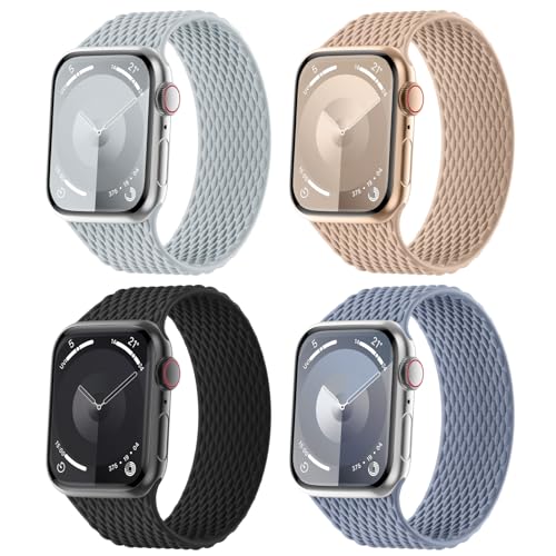 Silikon-Solo-Loop-Armband, kompatibel mit Apple Watch, 38 mm, 40 mm, 41 mm, 42 mm, 44 mm, 45 mm, 49 mm, für Damen und Herren, geflochtenes Silikon-Sportarmband, kompatibel mit iWatch Serie von Viccoky