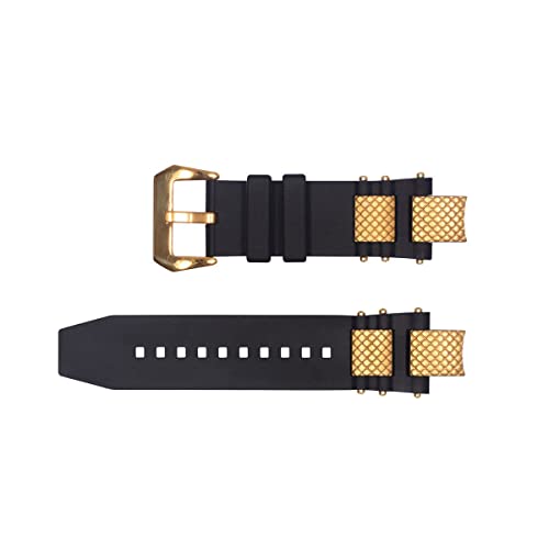 Vicdason Ersatzarmband für Invicta Subaqua Noma III Uhrenarmbänder - schwarzes Gummi Silikon Invicta Uhrenarmband With Golden Inserts von Vicdason