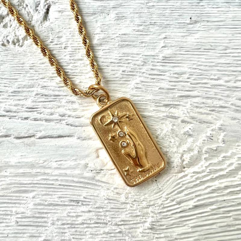 Mini Tarotkarten Kette » Gold Layering Ketten Goldkette Boho Anhänger Schmuck Mystisch Glück von ViceAndVirtueNYC