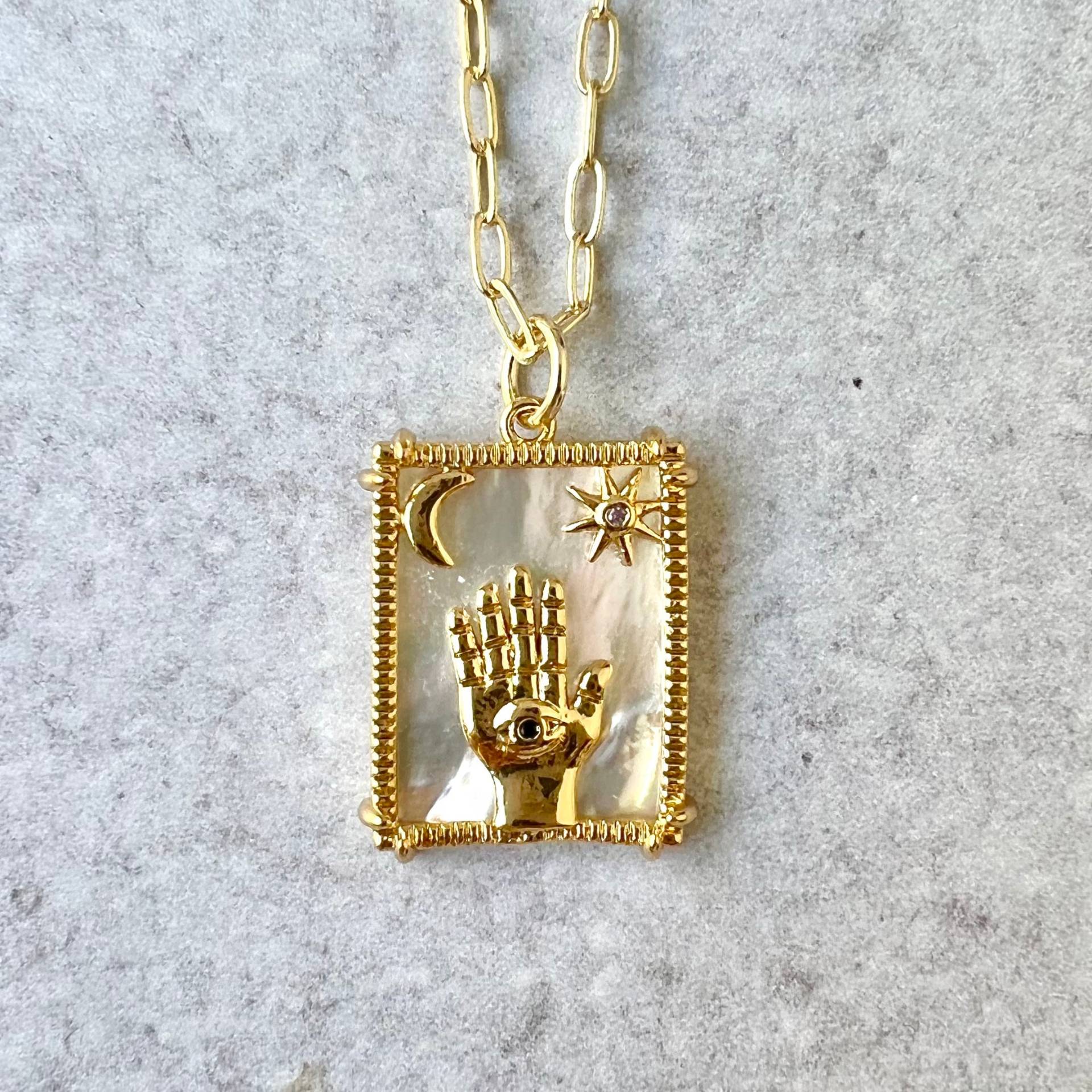 Tarot Karte Halskette » Perlmutt-Tarot Böser Blick Anhänger Hamsa Boho Schmuck Layered Hand Glücksbringer Tarot Karte Halskette » Perlmutt-Tarot Böser Blick Anhänger Hamsa Boho Schmuck Layered Hand Glücksbringer von ViceAndVirtueNYC