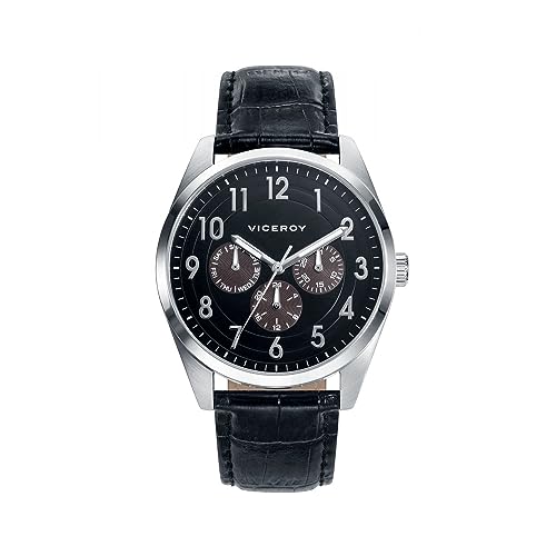 Viceroy Herren Multi Zifferblatt Quartz Uhr mit Leder Armband 46675-55 von Viceroy